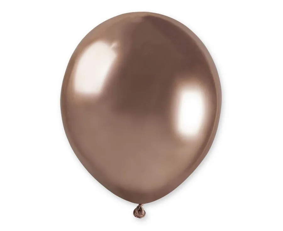 Globos de látex Gemar, brillante, oro rosa, cromado, 5"/ 13 cm, 100 uds.