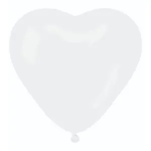 Globos de látex Gemar Corazón blanco, 44 cm, 50 uds.
