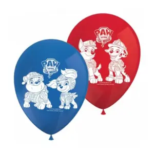 Globos de látex La Patrulla Canina, azul y rojo, 12"/ 30 cm, 8 uds.