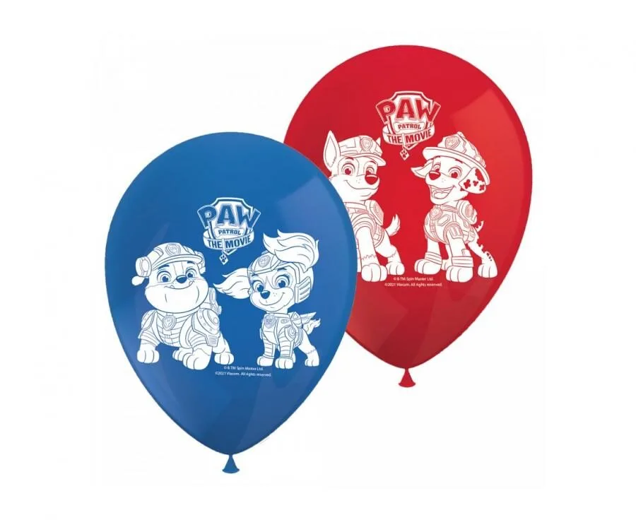 Globos de látex La Patrulla Canina, azul y rojo, 12"/ 30 cm, 8 uds.