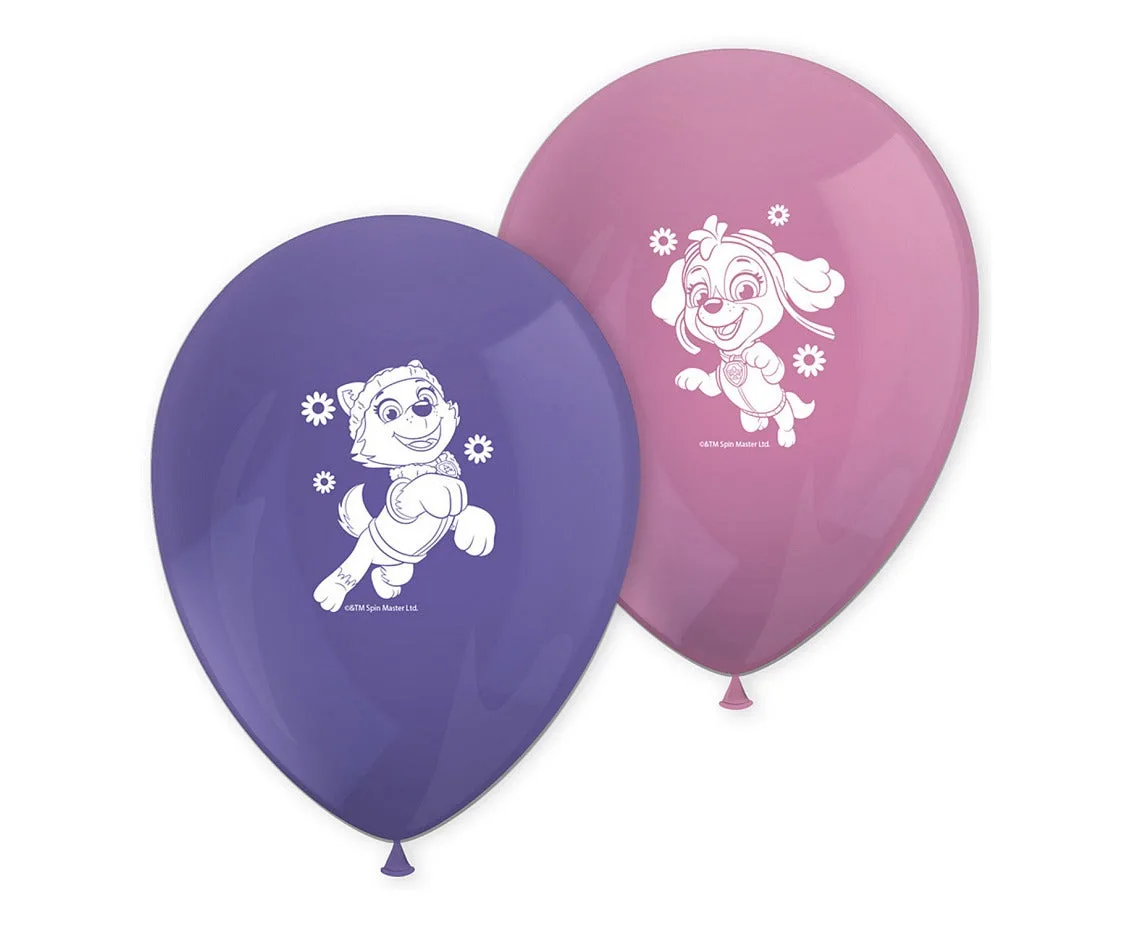 Globos de látex La Patrulla Canina: Skye y Everest, morado y rosa, 12"/ 30 cm, 8 uds.