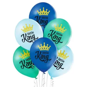 Globos de látex Little King, azul y verde, 12"/ 30 cm, 6 uds.