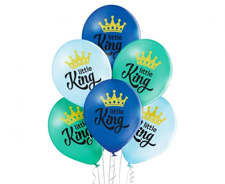 Globos de látex Little King, azul y verde, 12"/ 30 cm, 6 uds.