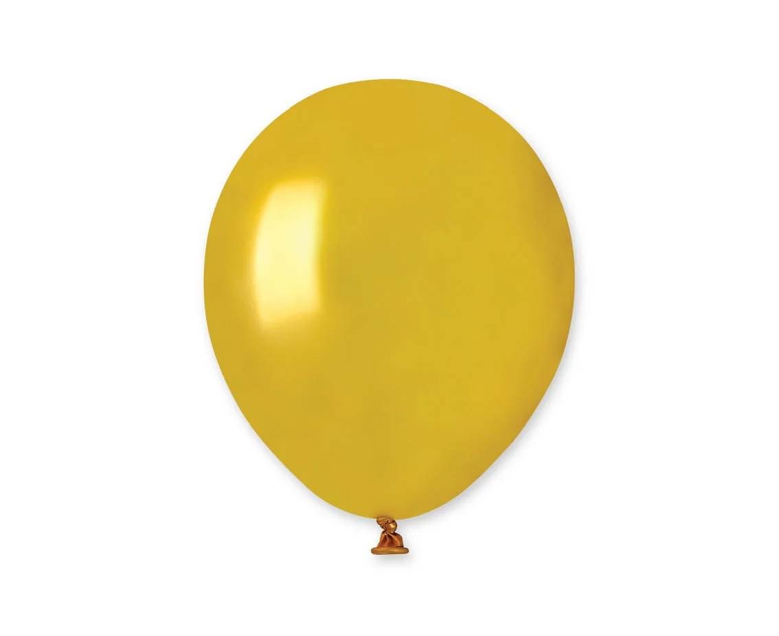 Globos de látex metalizados Gemar, dorados, 13 cm, 100 uds.