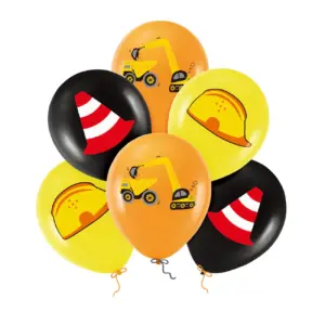 Globos de látex Obras viales/Construcción, 12"/ 30 cm, 6 uds.
