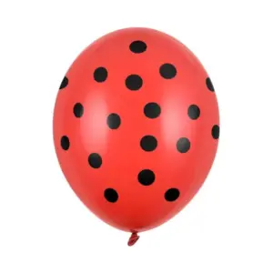 Globos de látex rojos con lunares negros, 12"/ 30 cm, 50 uds.