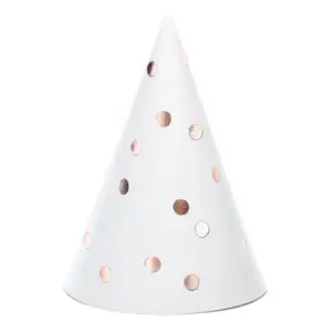 Gorros de fiesta Dots, blanco, 16 cm, 6 uds.