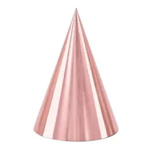 Gorros de fiesta, oro rosa, 16 cm, 6 uds.