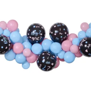 Guirnalda de globos DIY "¿Niño o niña?", 65 globos + cinta