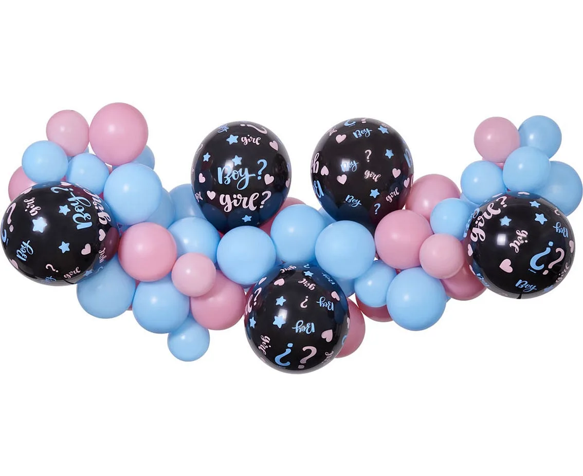 Guirnalda de globos DIY "¿Niño o niña?", 65 globos + cinta