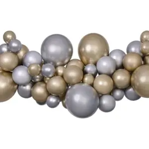 Guirnalda de globos DIY, plata y oro, 65 globos + cinta