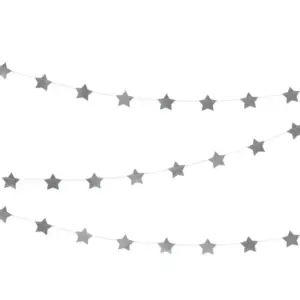 Guirnalda de papel con estrellas, color plata, 3,6 m