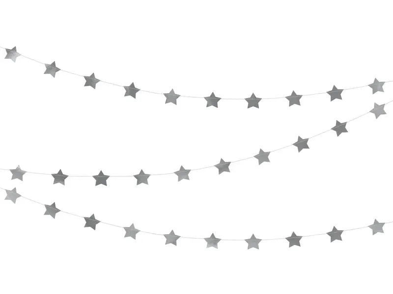 Guirnalda de papel con estrellas, color plata, 3,6 m