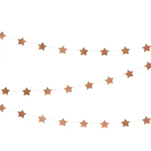 Guirnalda de papel con estrellas, oro rosa, 3,6 m