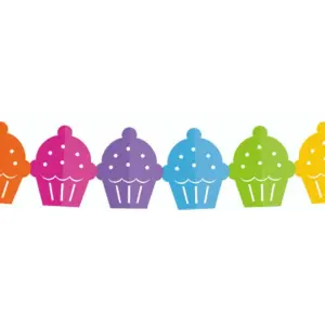 Guirnalda de papel Cupcakes de colores, 360 x 15,1 x 18 cm