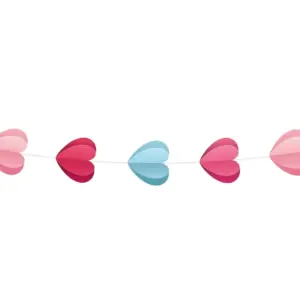 Guirnalda de papel Love is in the air - Corazones 3D, 200 cm