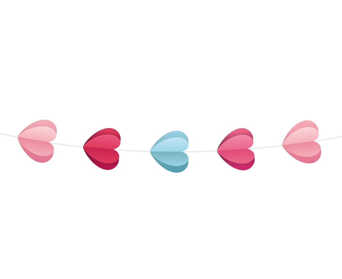 Guirnalda de papel Love is in the air - Corazones 3D, 200 cm