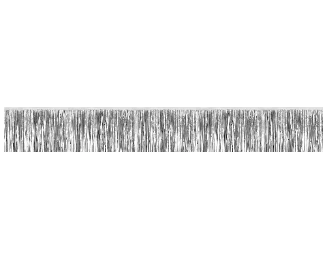 Guirnalda decorativa, flecos metalizados, color plata, 30 x 300 cm