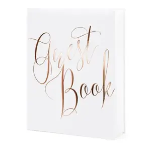 Libro de visitas, blanco/oro rosa, 20x24,5 cm, 22 páginas