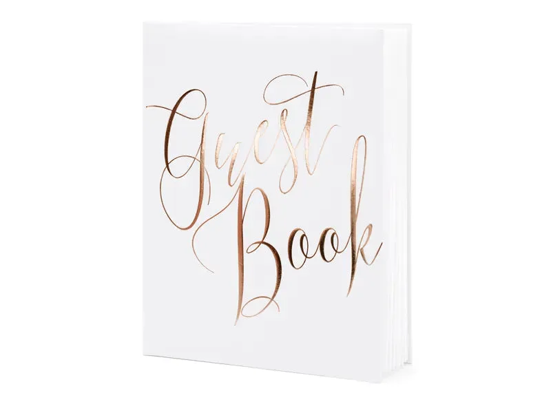 Libro de visitas, blanco/oro rosa, 20x24,5 cm, 22 páginas