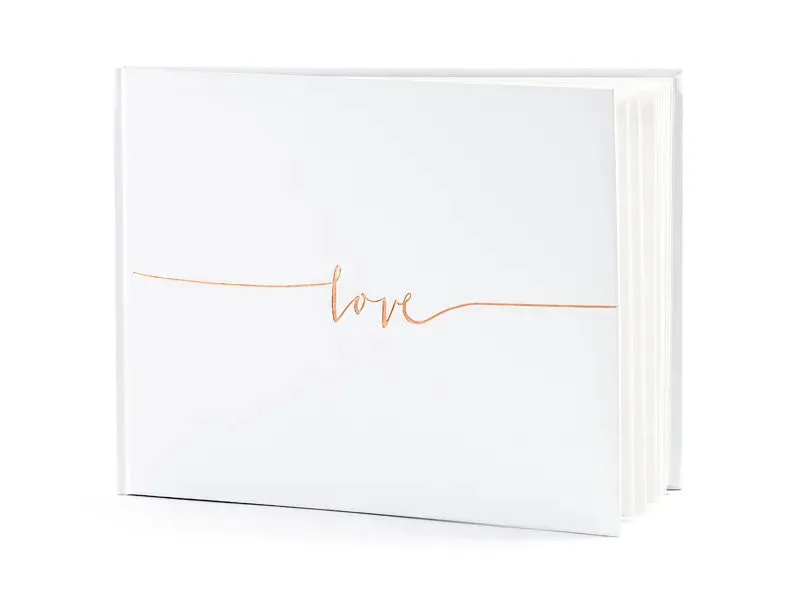 Libro de visitas Love, blanco/oro rosa, 24x18,5 cm, 22 páginas