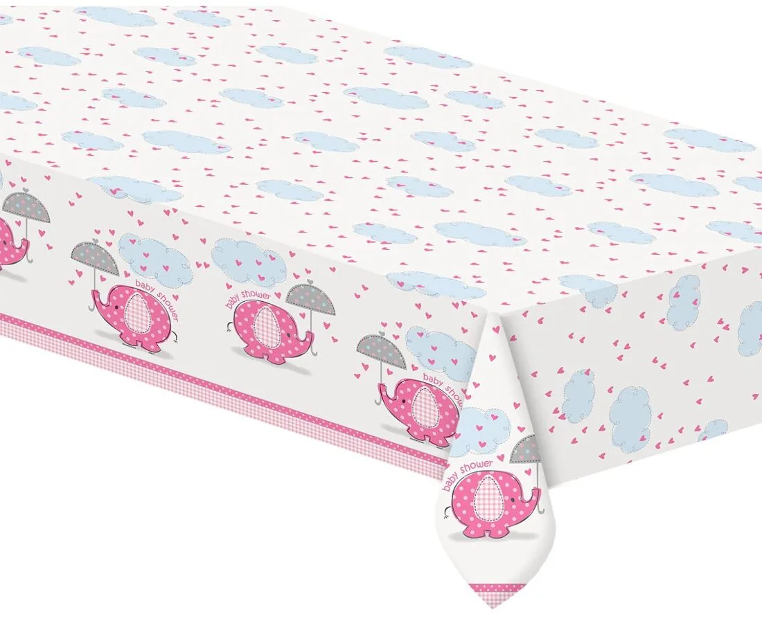 Mantel Baby Shower, rosa, plástico, 137 x 213 cm