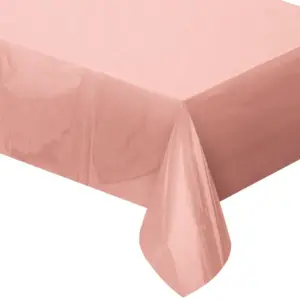 Mantel metalizado oro rosa, plástico, 137x183 cm