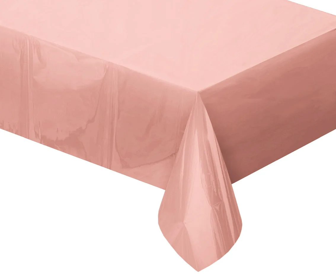 Mantel metalizado oro rosa, plástico, 137x183 cm