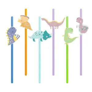 Pajitas de papel Dinosaurios, 6 uds.