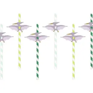 Pajitas de papel Dinosaurios - Pterodáctilo, 19,5 cm, 6 uds.