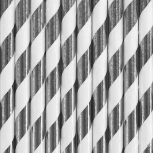 Pajitas de papel, plateadas, 19,5 cm, 10 uds.