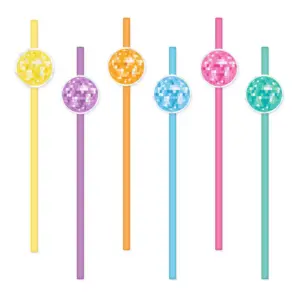 Pajitas de papel Retro Disco, 6 uds.
