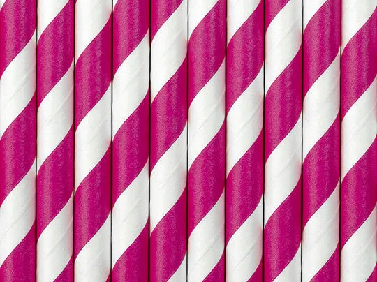 Pajitas de papel, rosa brillante, 19,5 cm, 10 uds.