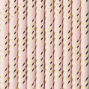 Pajitas de papel, rosa claro, 19,5 cm, 10 uds.