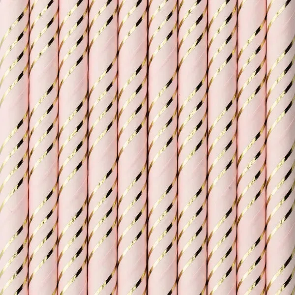 Pajitas de papel, rosa claro, 19,5 cm, 10 uds.