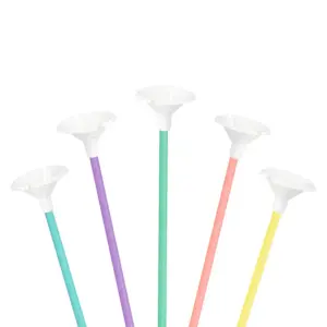 Palitos ECO para globos con tapones, papel, pastel, colores mezclados, 10 uds.