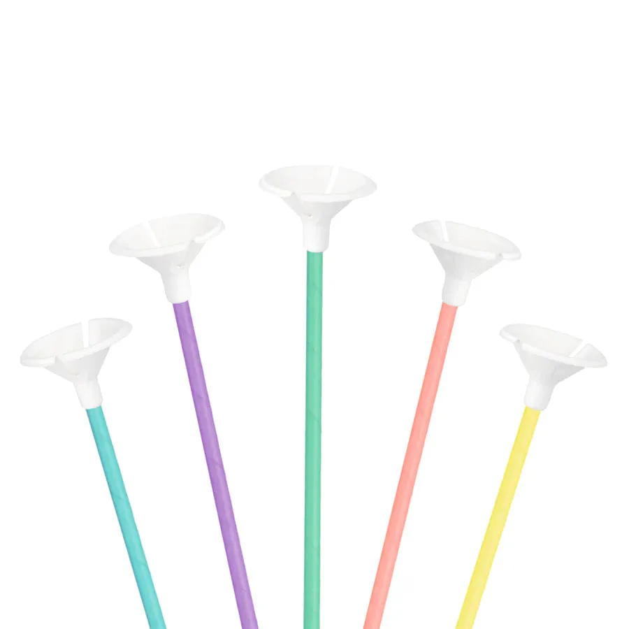 Palitos ECO para globos con tapones, papel, pastel, colores mezclados, 10 uds.
