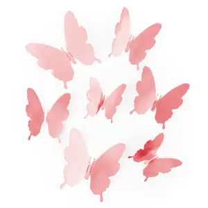Pegatinas 3D mariposas oro rosa, 12 uds.