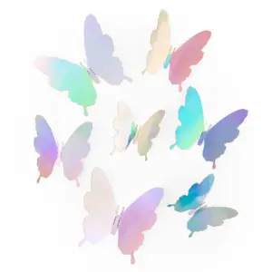 Pegatinas 3D Mariposas plateadas holográficas, 12 uds.