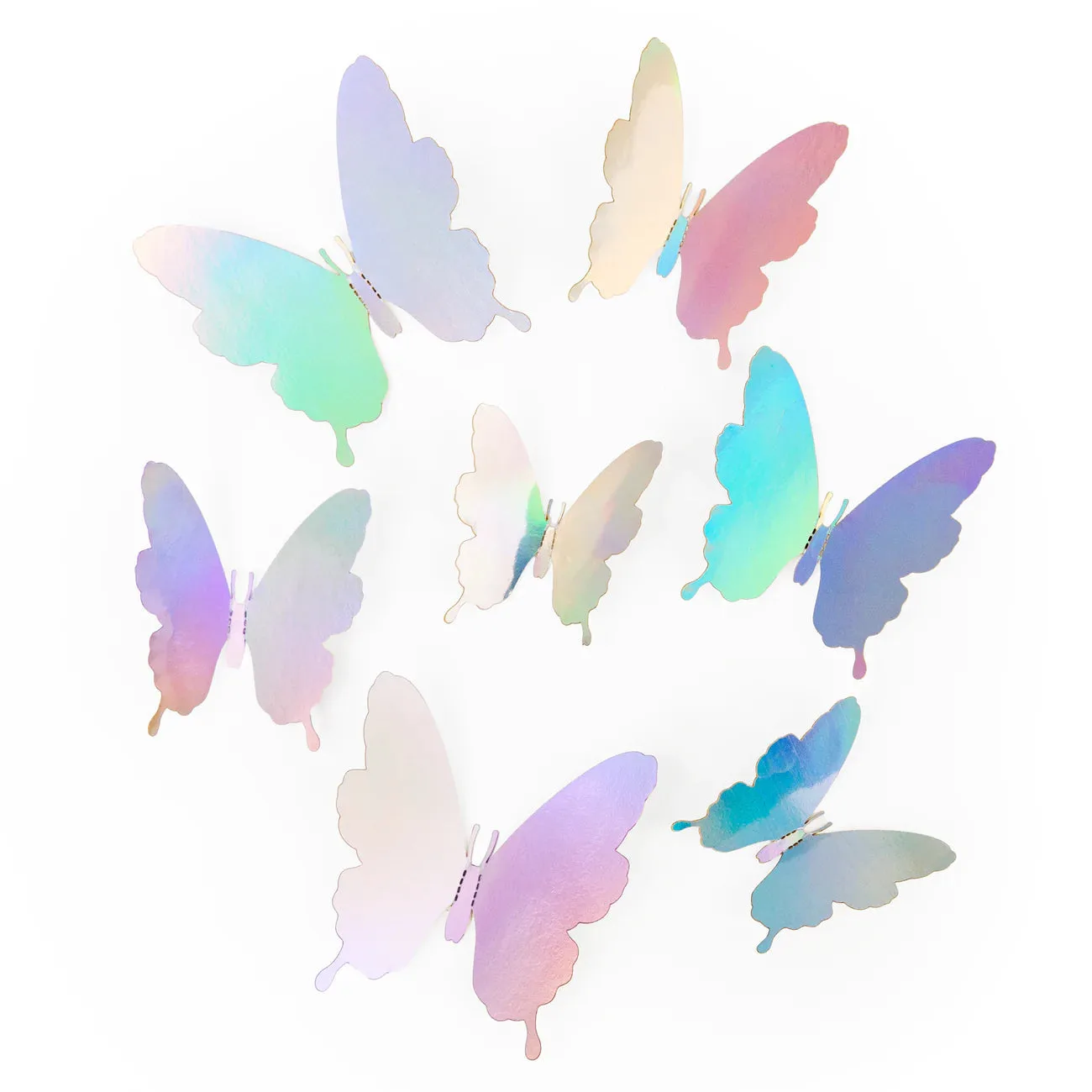 Pegatinas 3D Mariposas plateadas holográficas, 12 uds.