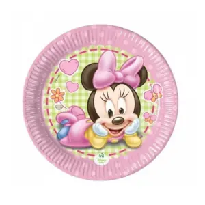 Platos de papel Baby Minnie, 20 cm, 8 uds.