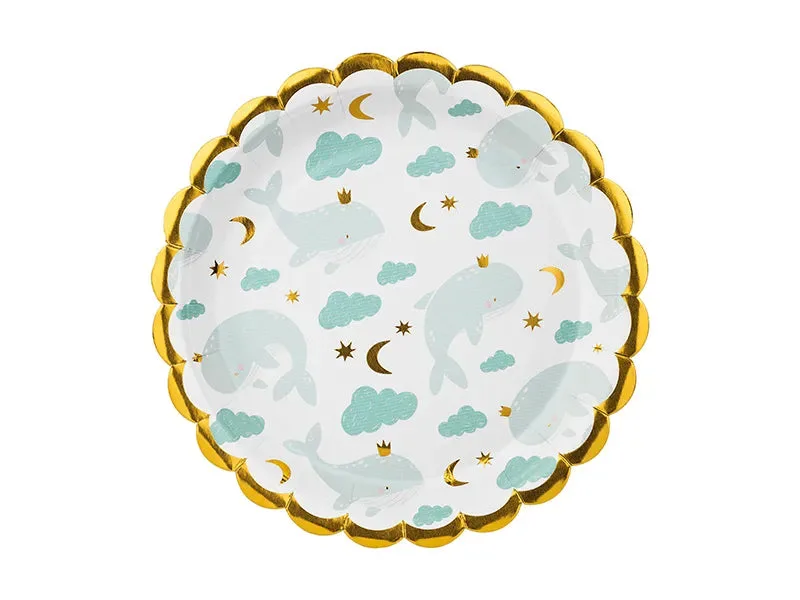 Platos de papel Ballenas, 18 cm, 6 uds.