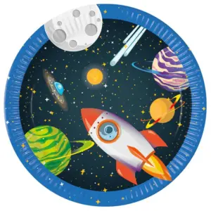 Platos de papel Cohete Espacial, 23 cm, 8 uds.