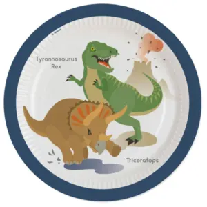 Platos de papel Dinosaurio Feliz, 23 cm, 8 uds.