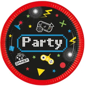 Platos de papel Gaming Party, 23 cm, 8 uds.