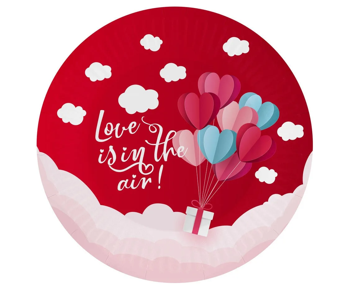Platos de papel Love Is In The Air (rojo), 18 cm, 6 uds.