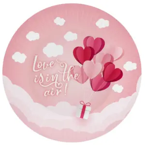 Platos de papel Love Is In The Air (rosa), 18 cm, 6 uds.