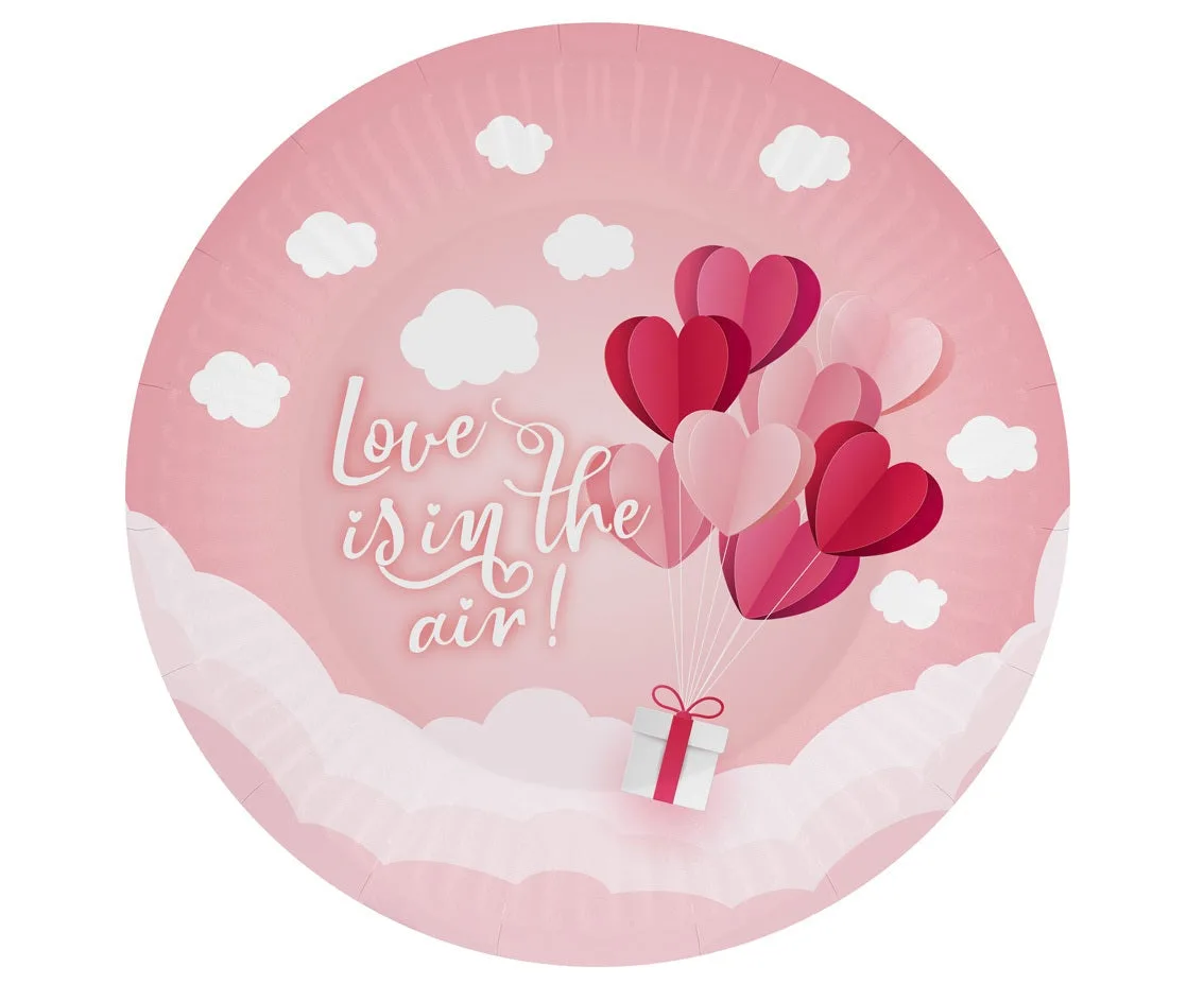 Platos de papel Love Is In The Air (rosa), 18 cm, 6 uds.