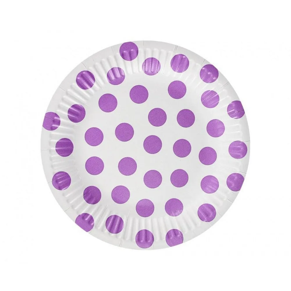 Platos de papel lunares, morado, 18 cm, 6 uds.