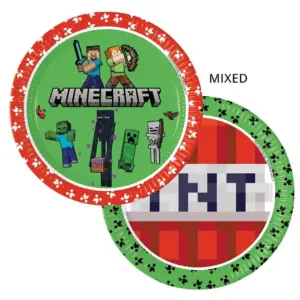 Platos de papel Minecraft (mixtos), 23 cm, 8 uds.